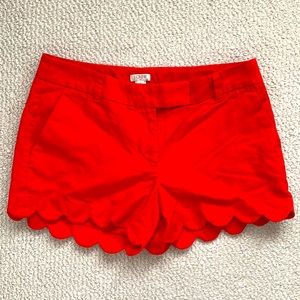 NWOT J Crew red scalloped linen short